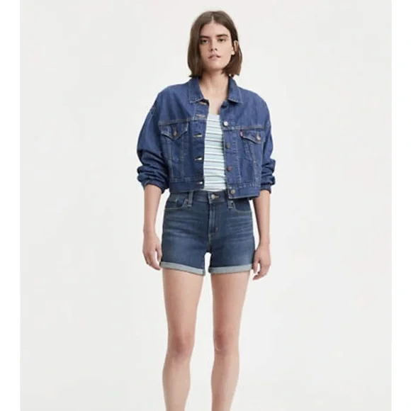 LEVI'S Sculpt Hypersoft Original Style Mid Length Denim Stretch Jean Shorts - Picture 3 of 12